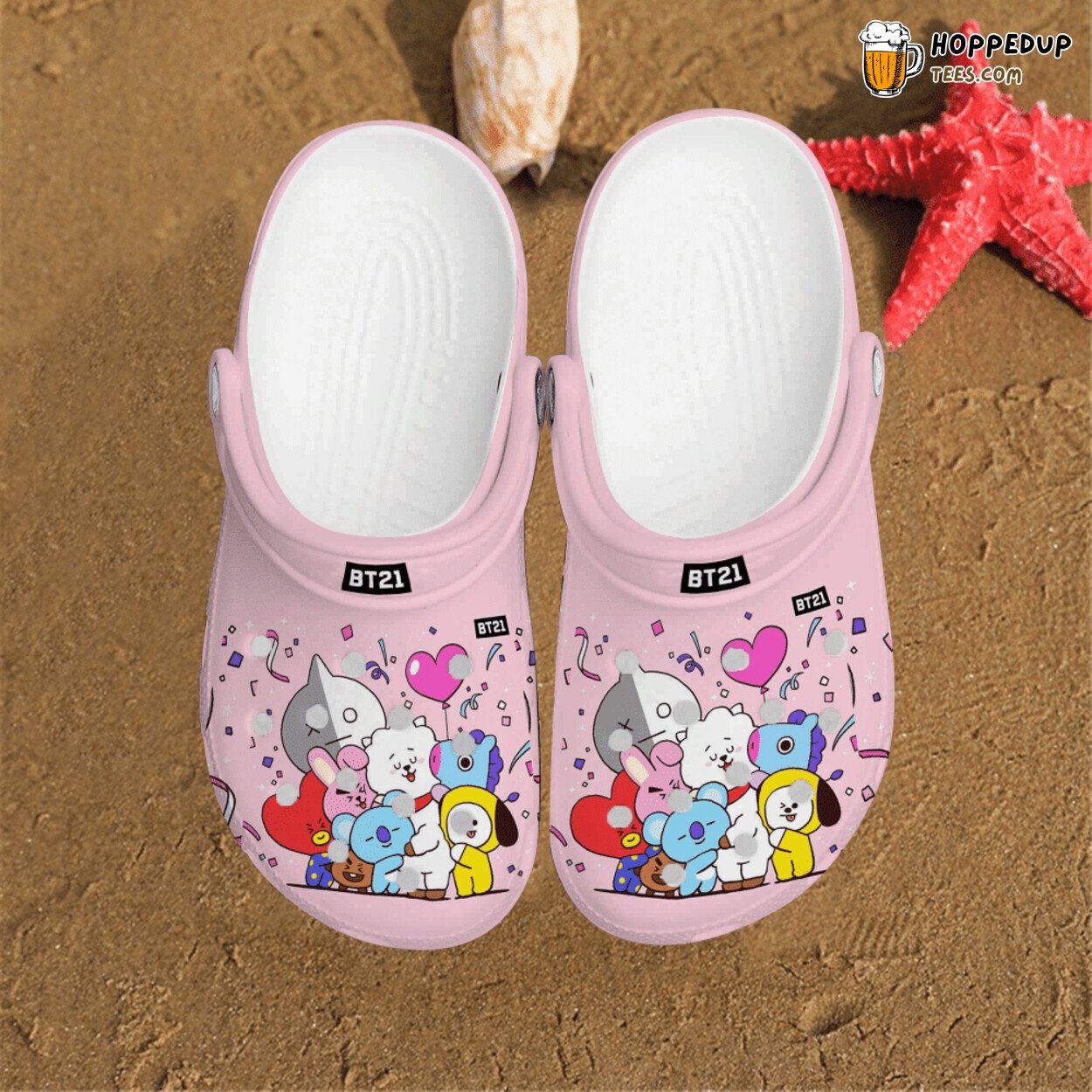 Pinkie Bt21 Party Friends Themed Comfortable Unique Clog Shoes