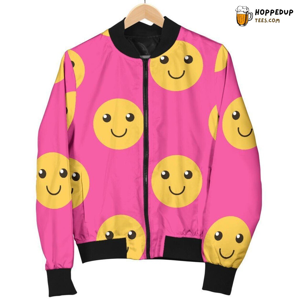 Pinkish Emoji Charm Men’s Bomber Jacket Unique Essence Pattern Design Tribute