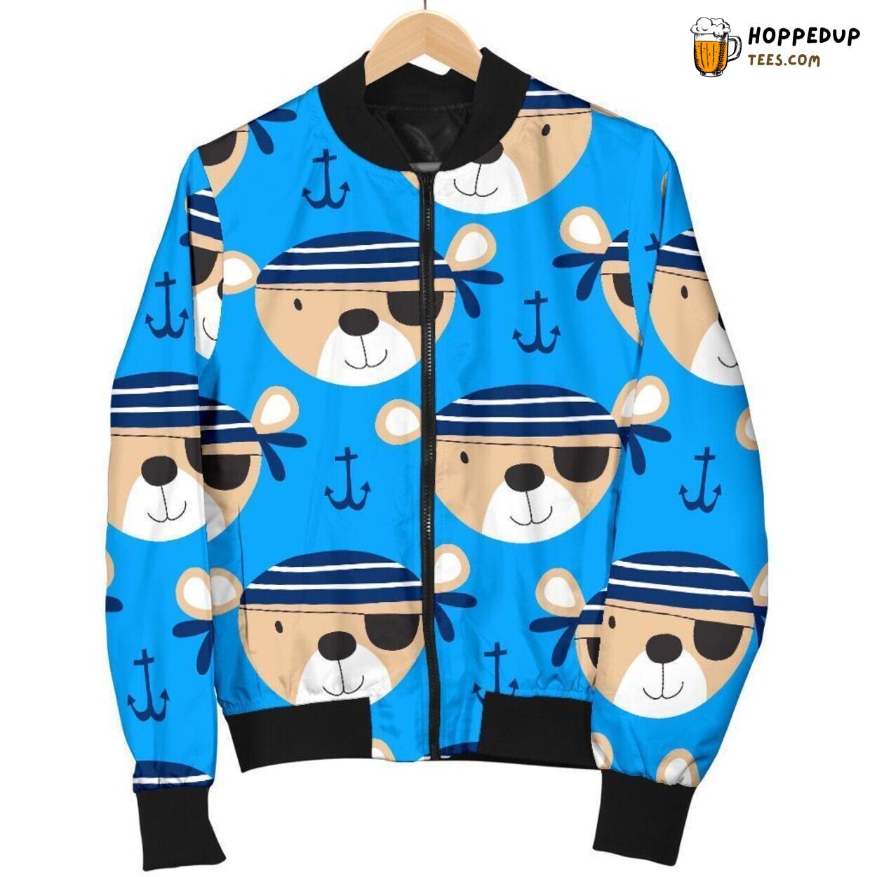 Pirate Bear Whimsical Charm Men’s Bomber Jacket Adventure Design Tribute Art