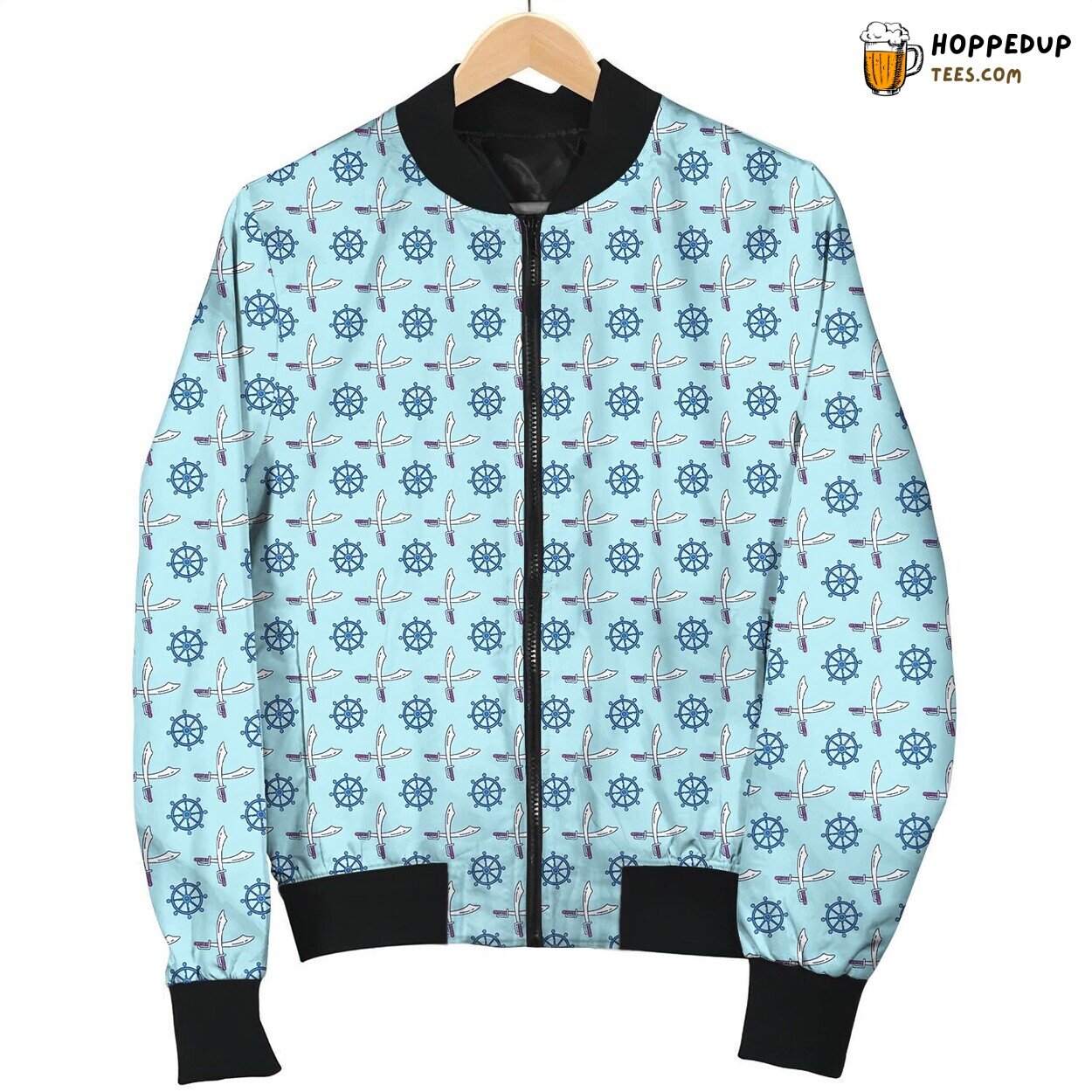 Pirate Blue Background Bomber Jacket