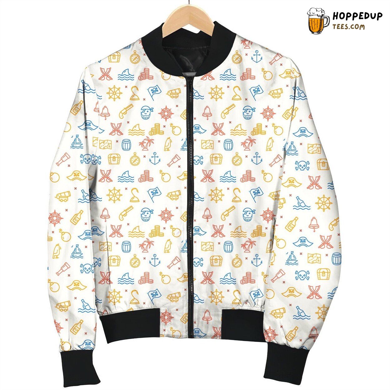 Pirate Elements Pattern Winter Bomber Jacket Quality Tailored Finish
