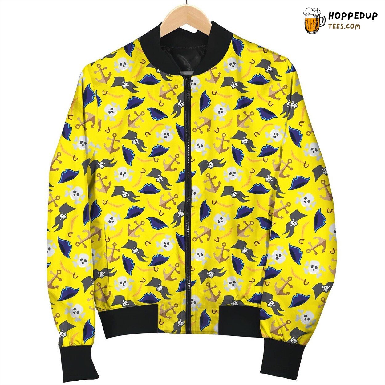 Pirate On Yellow Background Bomber Jacket