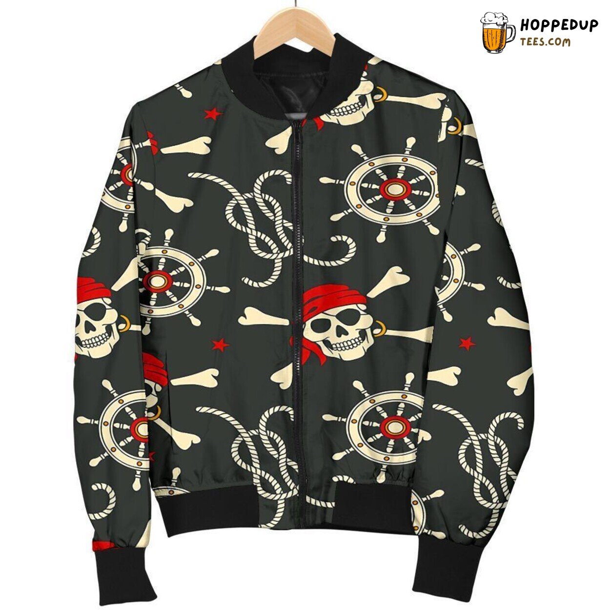 Pirate Skull Fearsome Display Men’s Bomber Jacket Sea Rogue Design Tribute