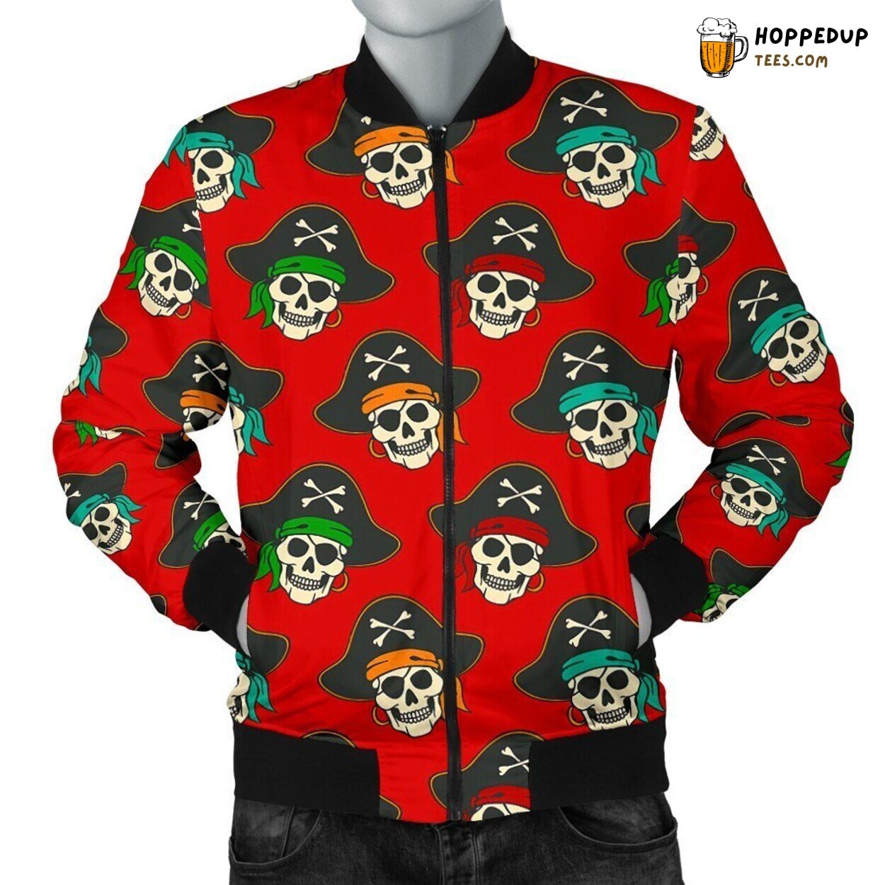 Pirate Skull Sea Legend Men’s Bomber Jacket Nautical Design Adventure Art