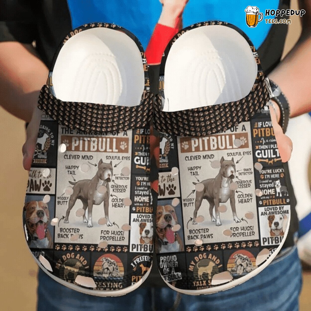 Pitbull Anatomy Classic Comfortable Clogs Shoes Unique Dog Design