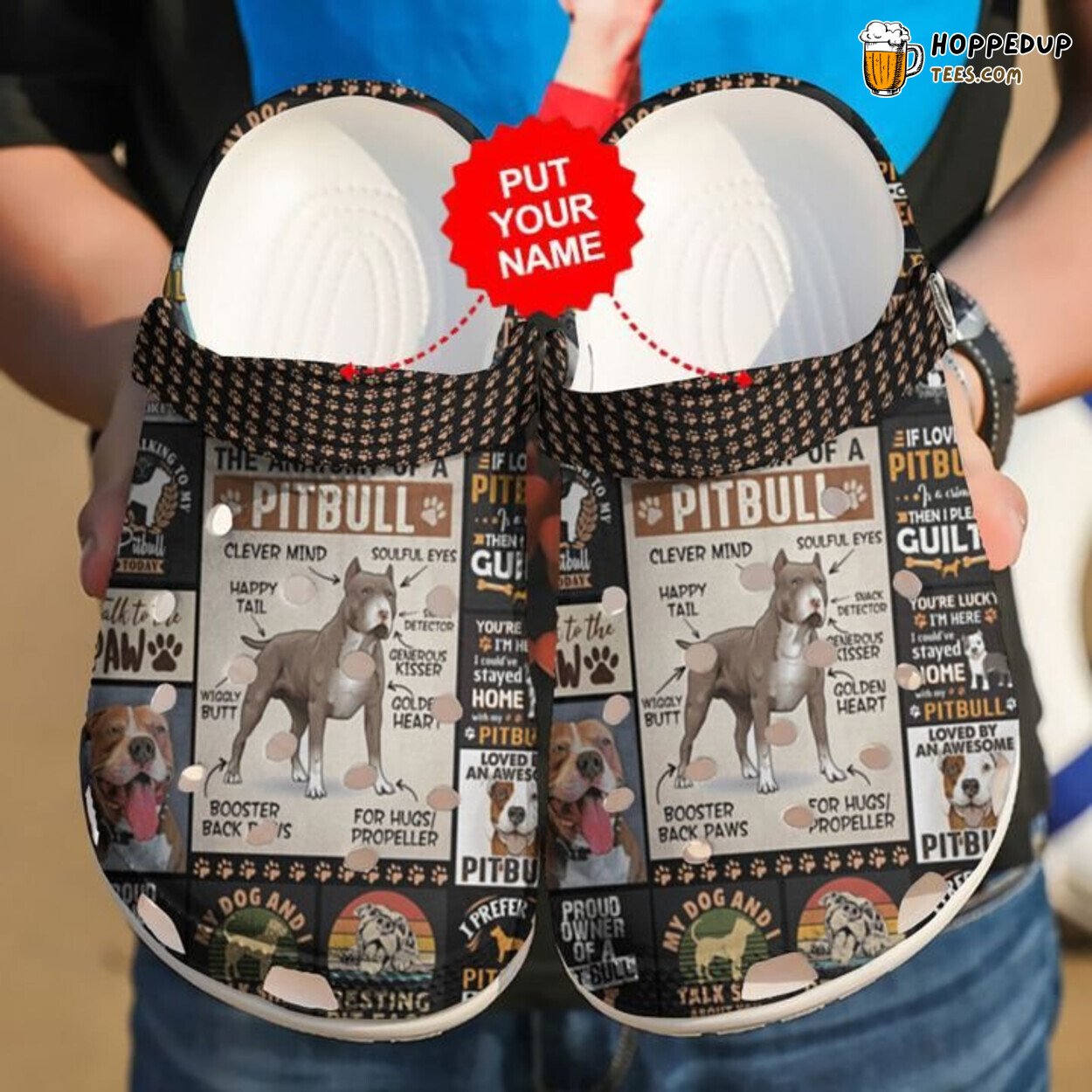 Pitbull Anatomy Custom Design Comfortable Clogs Canine Inspired Shoes