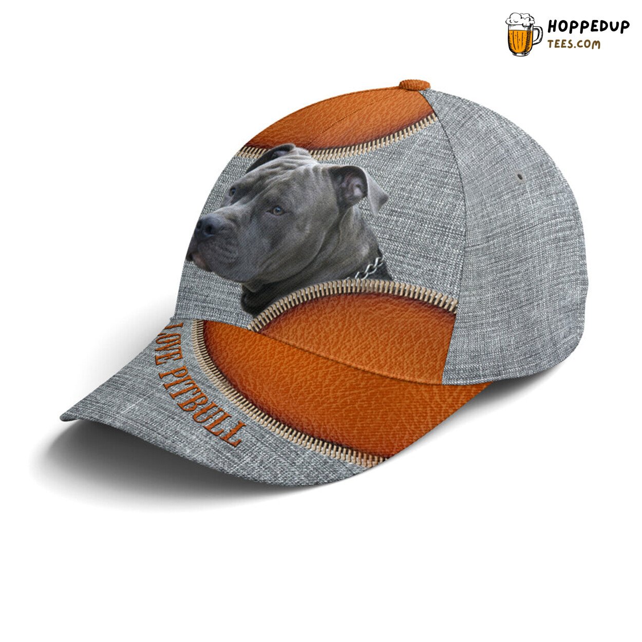 Pitbull Dog Enthusiast Leather Unique Statement Design Baseball Cap