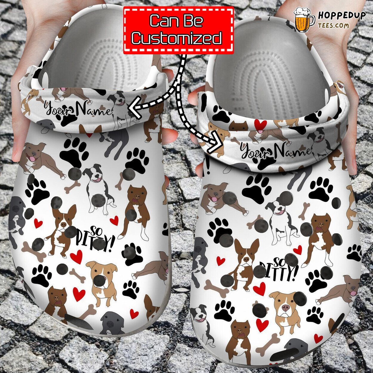 Pitbull Pattern Custom Comfortable Clogs Canine Lover Themed Footwear