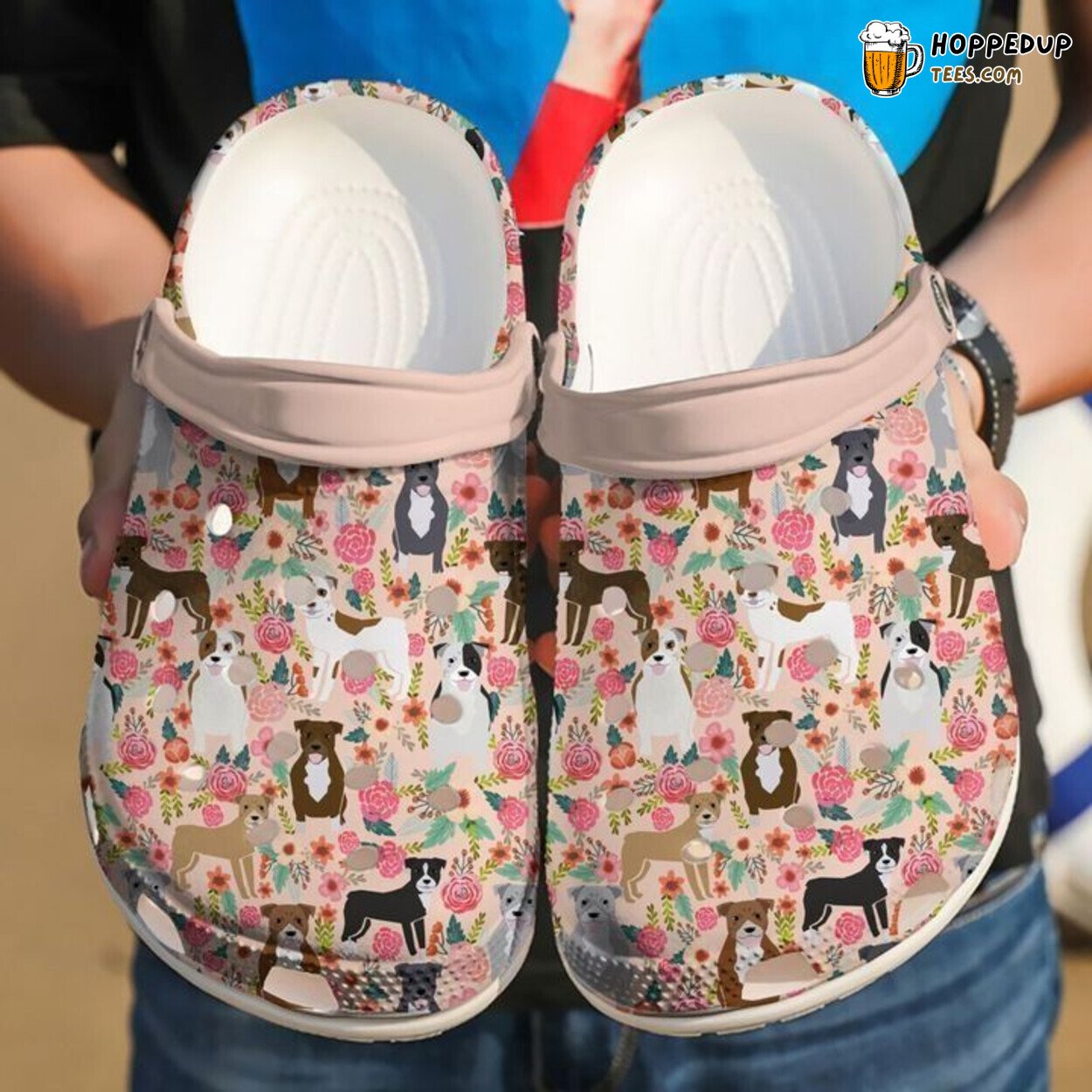 Pitbull Pitbulls Floral Themed Classic Comfortable Unique Clogs Shoes