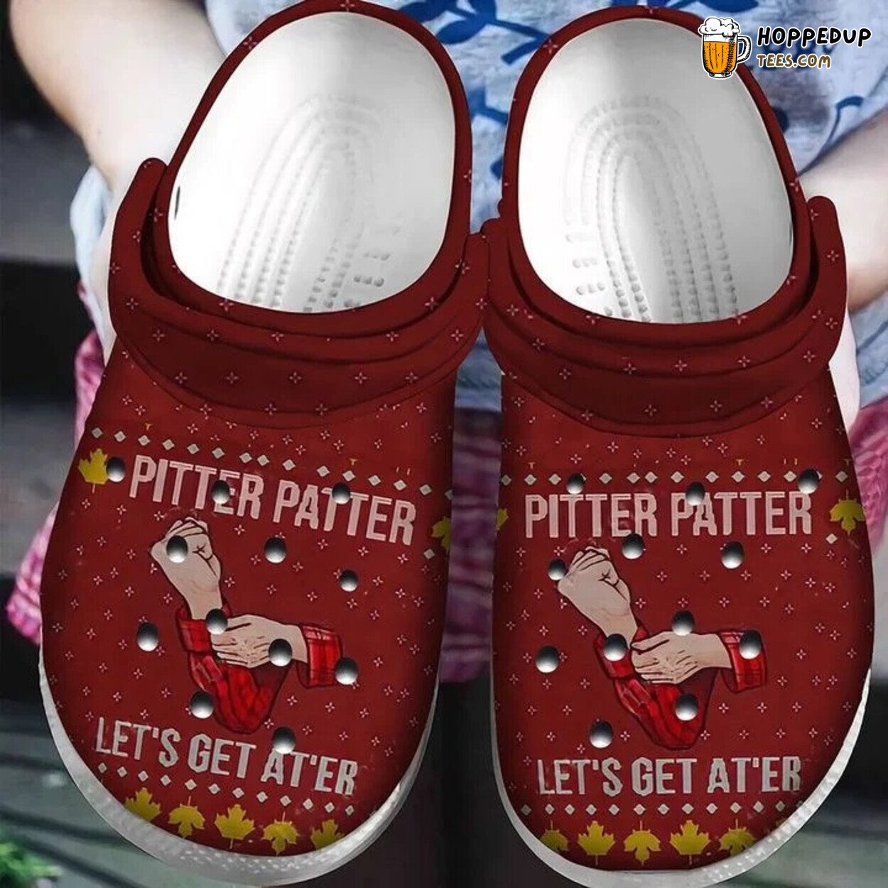 Pitter Patter Christmas Ugly Pattern Comfortable Clog Shoes Unique