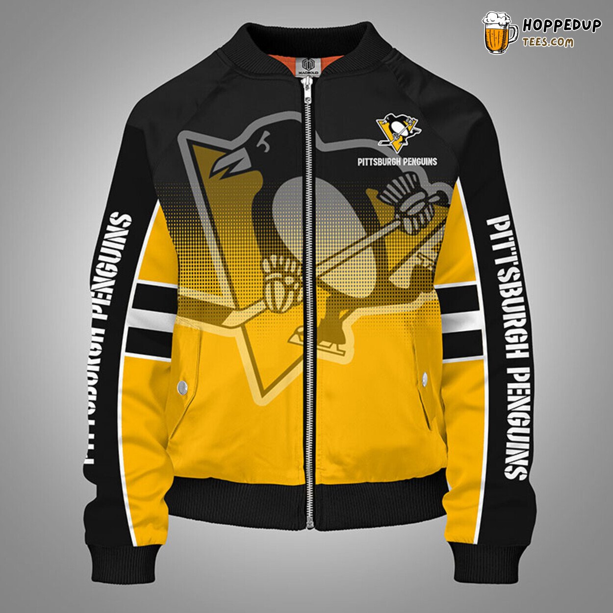 Pittsburgh Penguins NHL Yellow Unisex Bomber Jacket Distinct Look