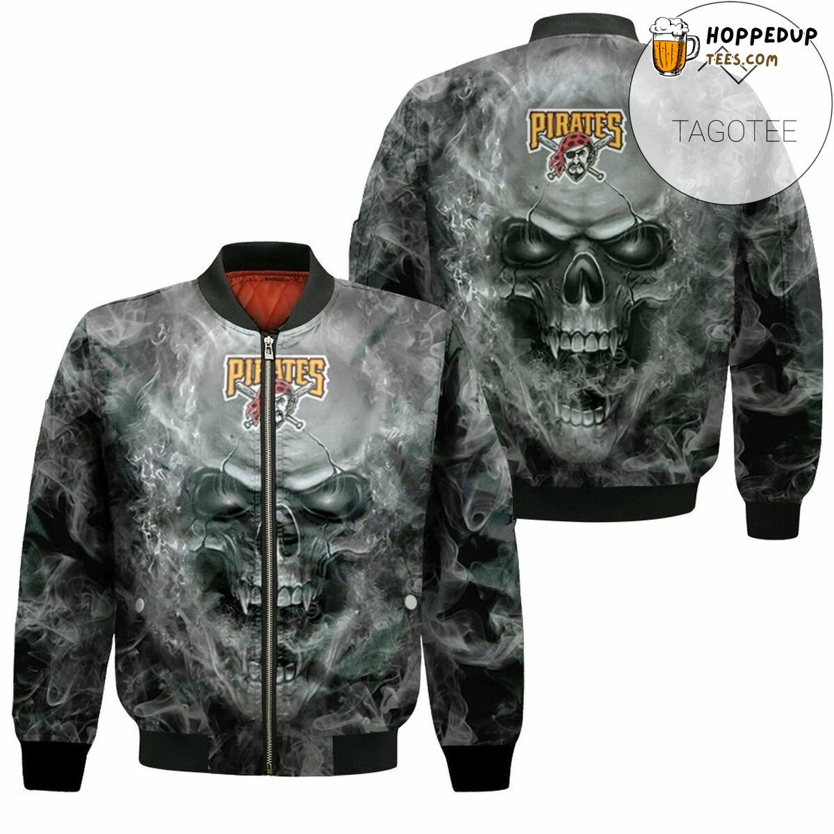 Pittsburgh Pirates Menacing Skull Graphic MLB Bomber Jacket