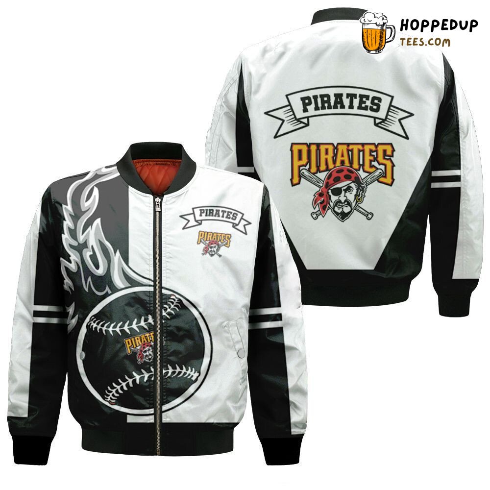 Pittsburgh Pirates MLB Contrast Black White Bomber Jacket Look