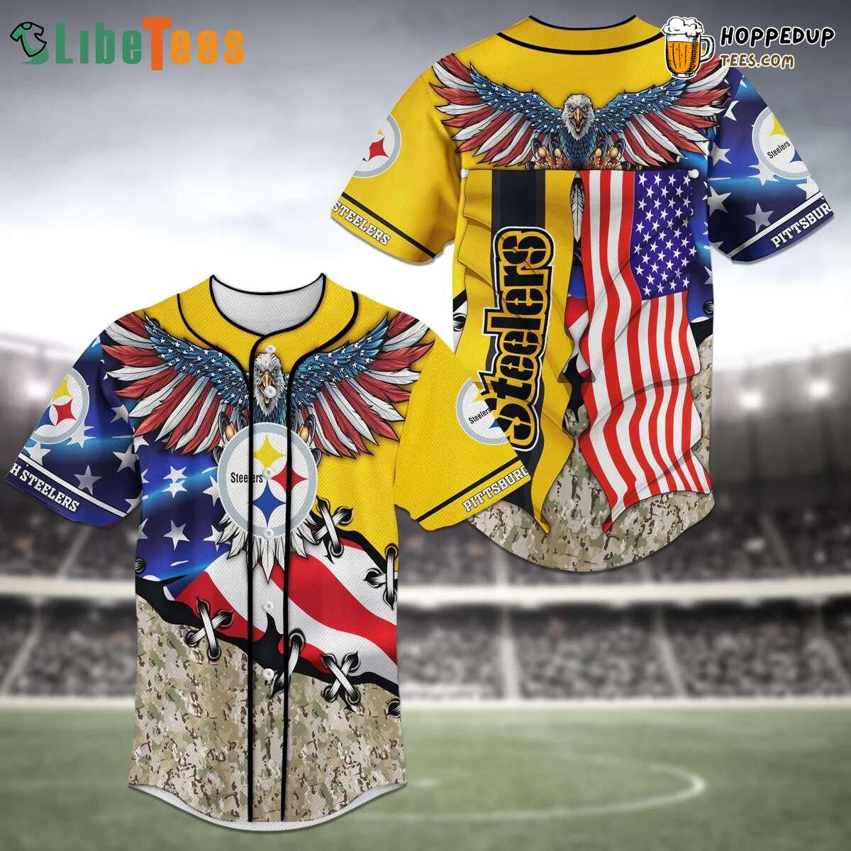 Pittsburgh Steelers American Eagle Flag Baseball Jersey Unique
