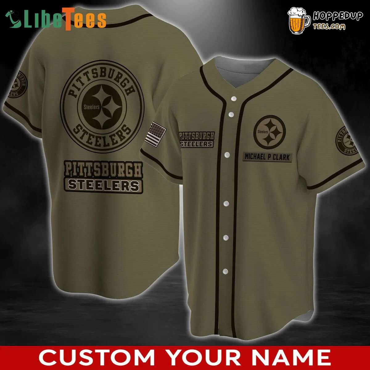 Pittsburgh Steelers American Flag Logo Baseball Jersey Pride
