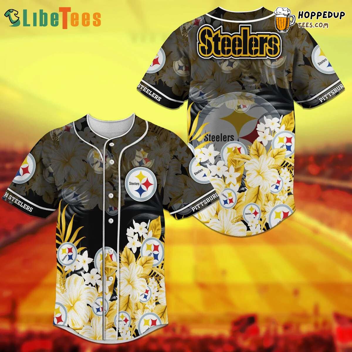 Pittsburgh Steelers Baseball Jersey Flowers Pattern Perfect Gifts For Your Loved Ones Jersey Shirt