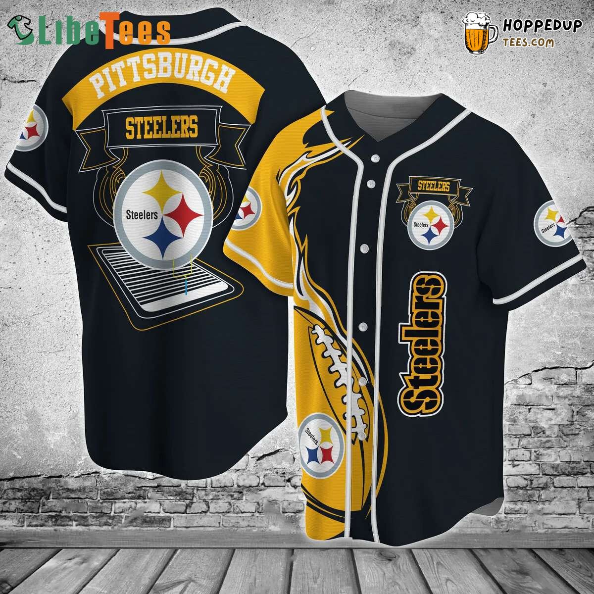 Pittsburgh Steelers Black Jersey Fire Rugby Logo Unique Design