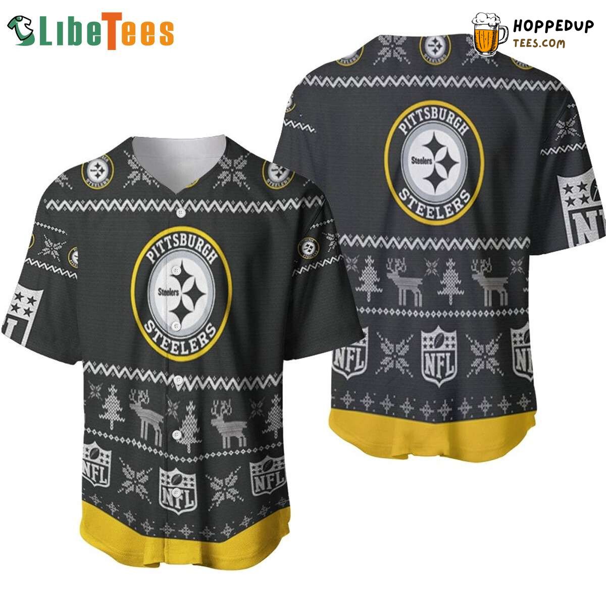 Pittsburgh Steelers Christmas Pattern Baseball Jersey Festive Fanwear
