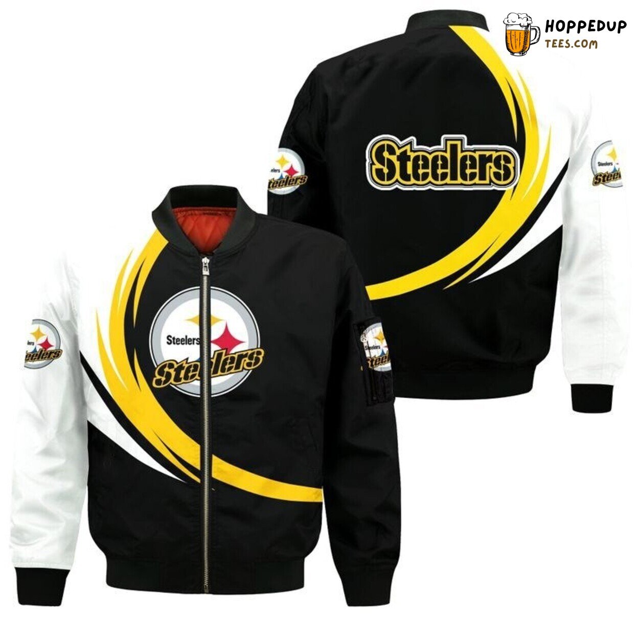 Pittsburgh Steelers Curved Graphic Bomber Jacket Football Edition