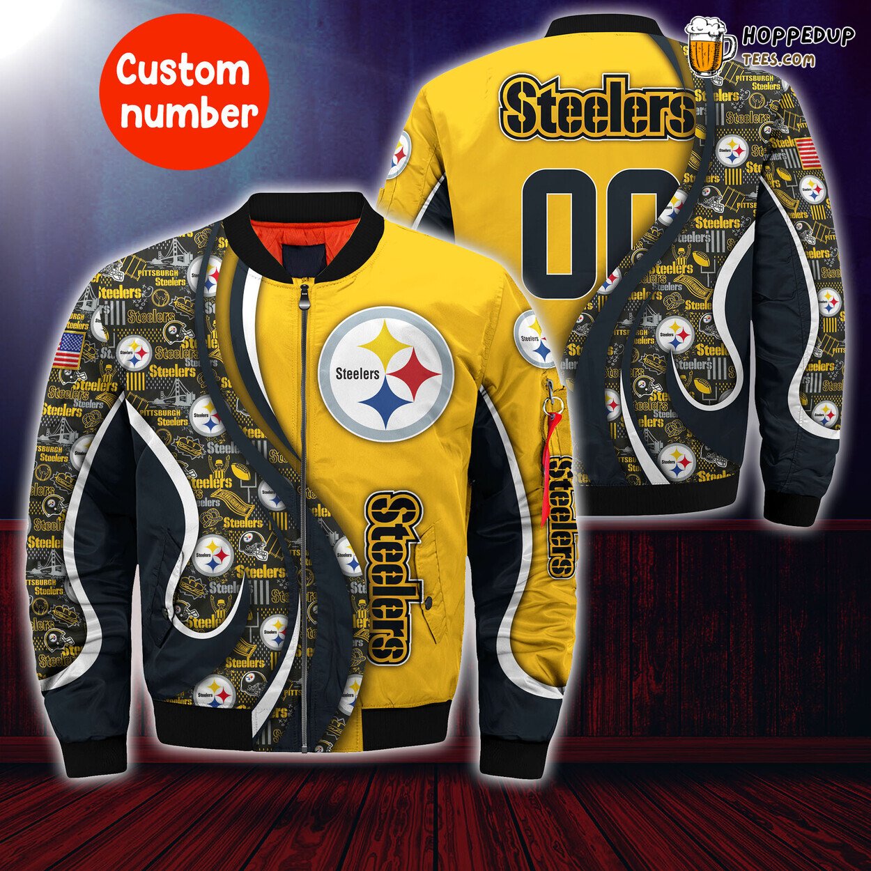 Pittsburgh Steelers Custom Number Trending Elite Bomber Jacket Choice