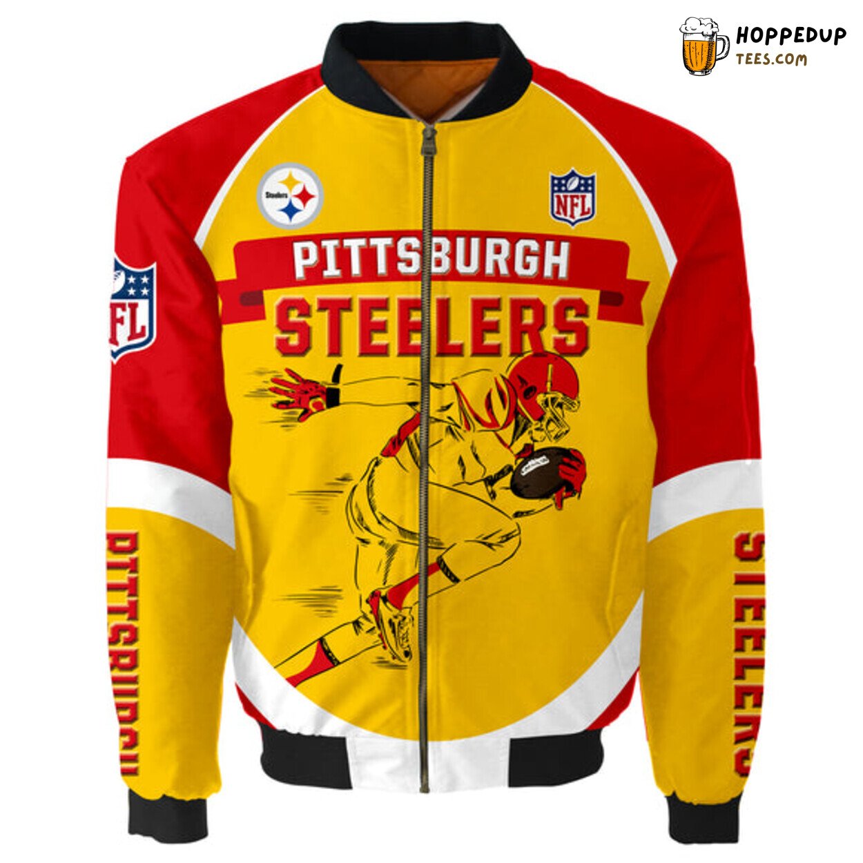 Pittsburgh Steelers Football Bomber Jacket Graphic Player Running