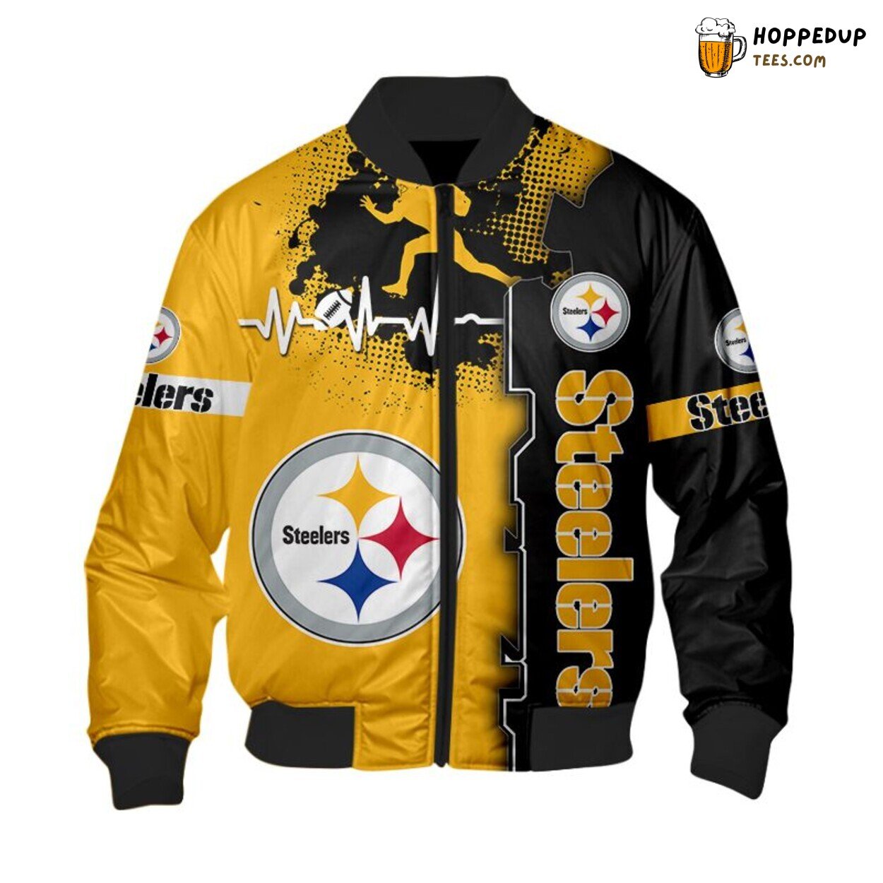Pittsburgh Steelers Heart ECG Line Graphic Elite Bomber Jacket Wear