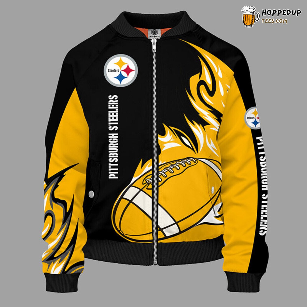 Pittsburgh Steelers NFL Bomber Jacket Distinct Yellow Finish
