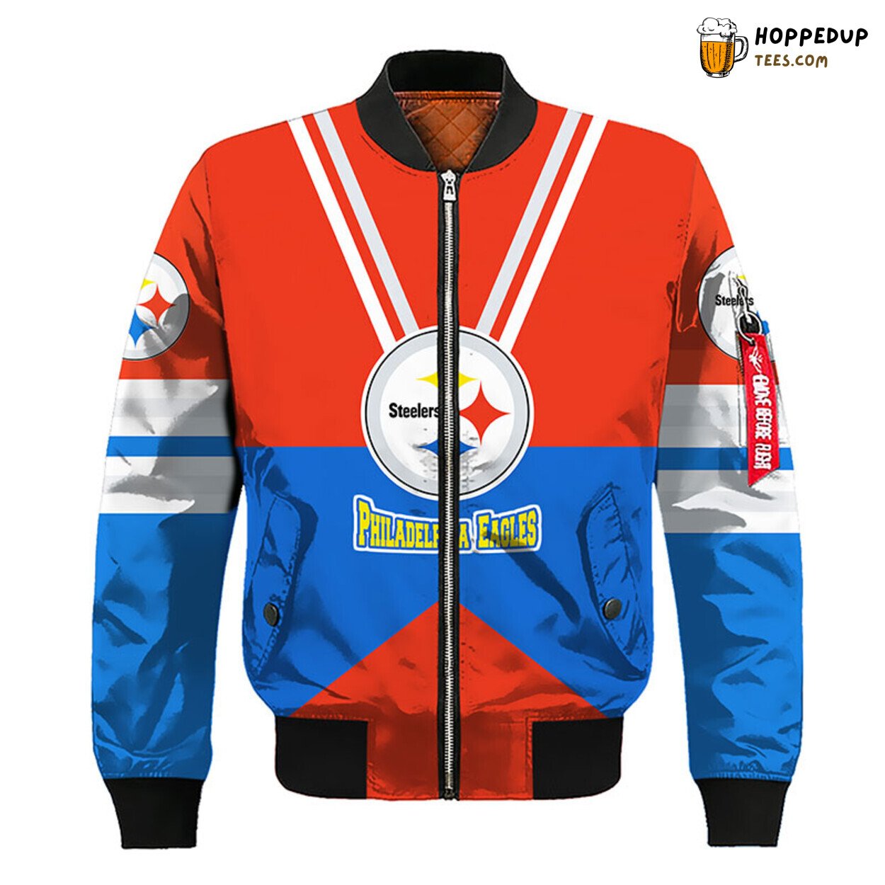 Pittsburgh Steelers NFL Bomber Jacket Red Blue Signature Design