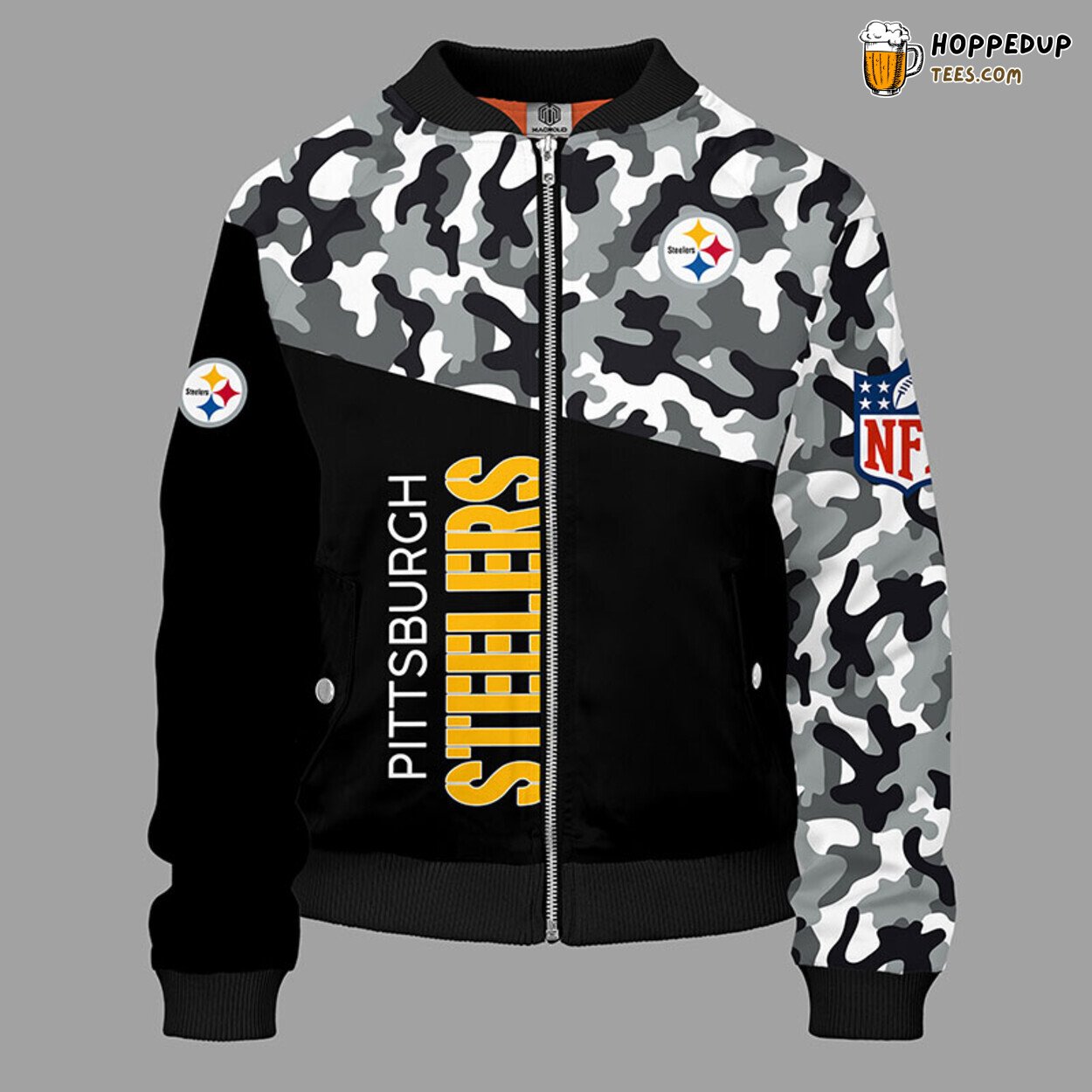 Pittsburgh Steelers NFL Unique Camouflage Yellow Bomber Jacket