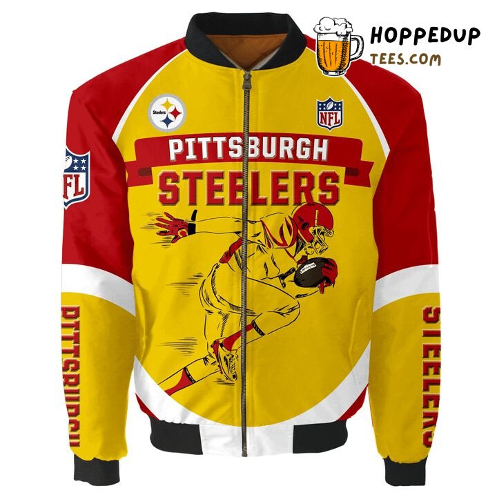 Pittsburgh Steelers NFL Unique Golden Red Bomber Jacket Design