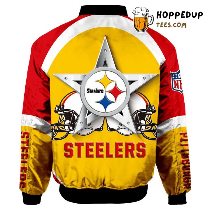Pittsburgh Steelers NFL Unique Golden Red Bomber Jacket Design