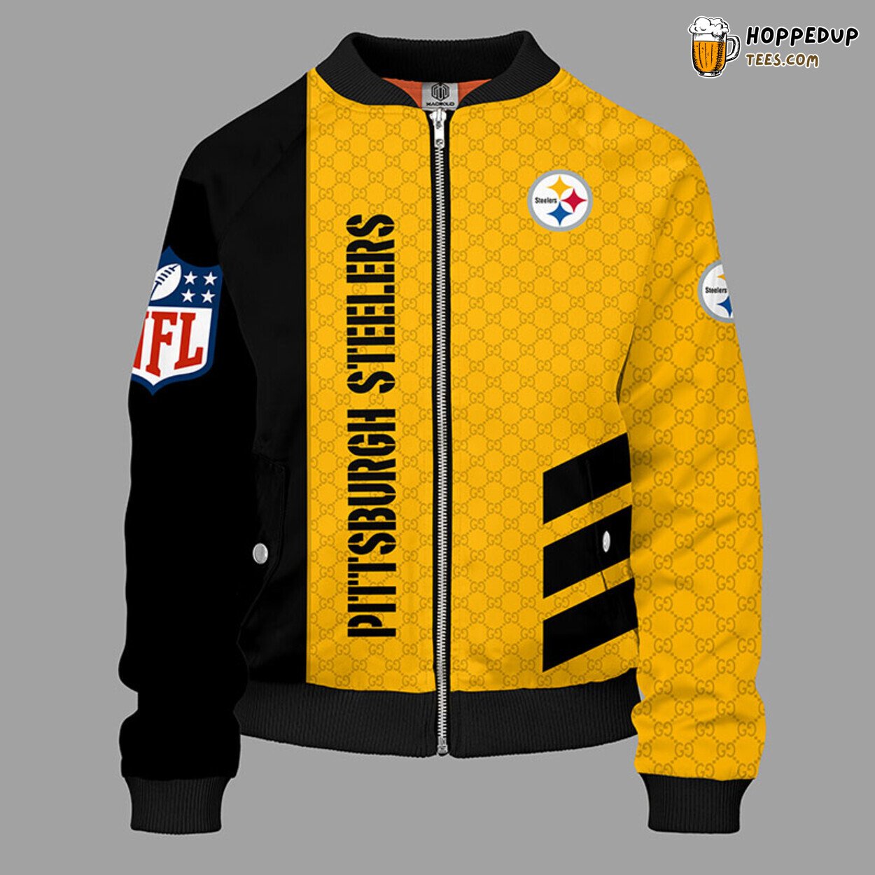 Pittsburgh Steelers NFL Unisex Yellow Bomber Jacket Distinctive
