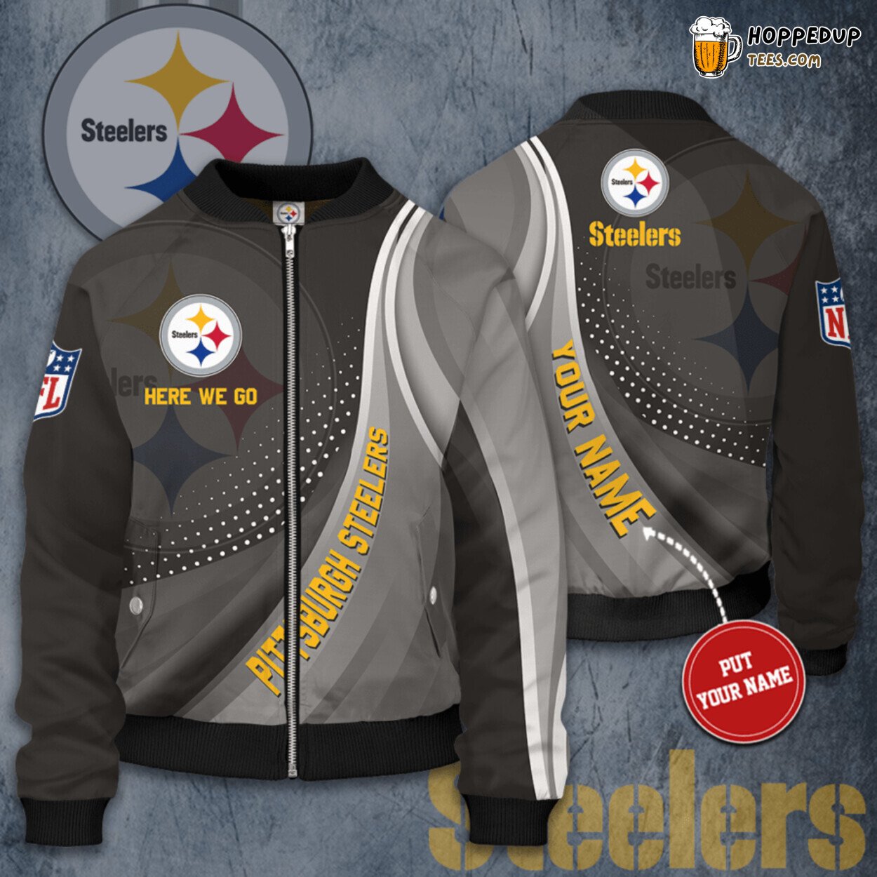 Pittsburgh Steelers Personalized PS Elite Bomber Jacket Design