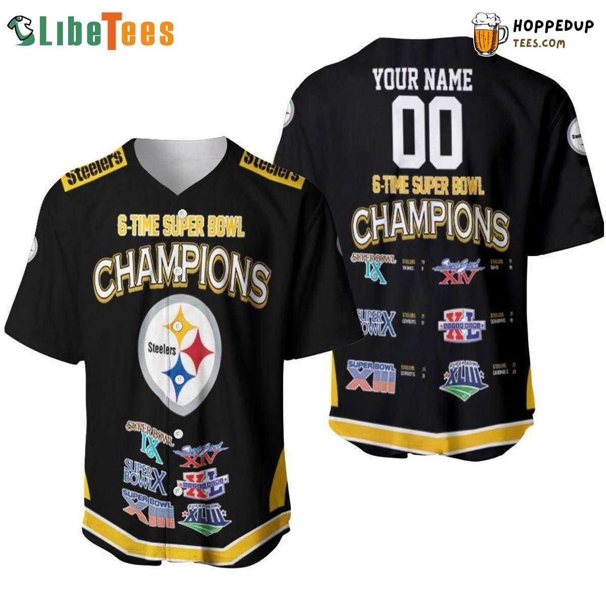 Pittsburgh Steelers SixTime Super Bowl Champs Baseball Jersey