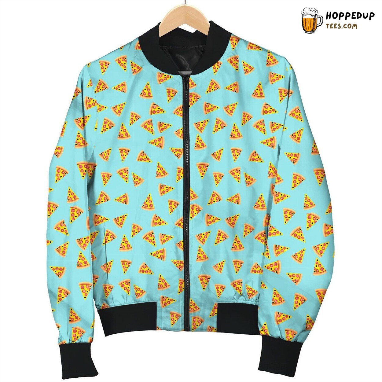 Pizza On Blue Pattern Bomber Jacket