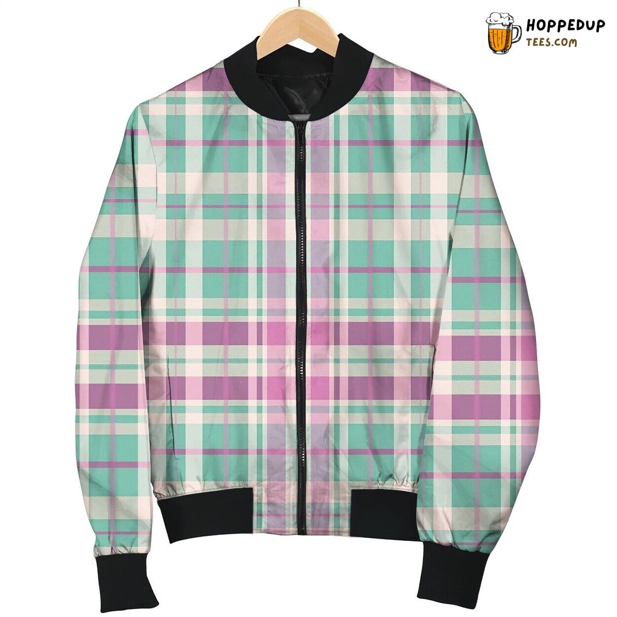 Plaid Of The S Fuschia Teal Bomber Jacket