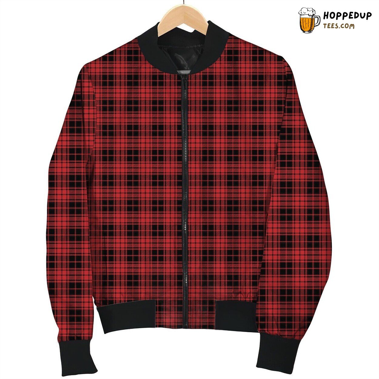 Plaid Red And Black Bomber Jacket