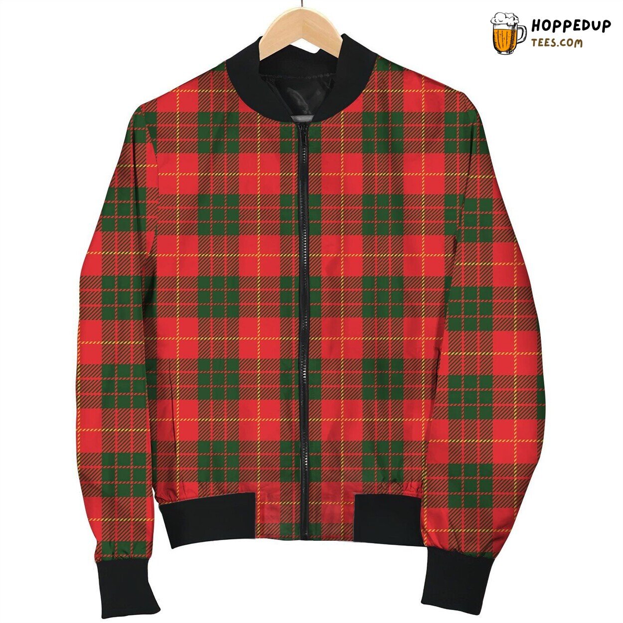 Plaid Red And Green Bomber Jacket