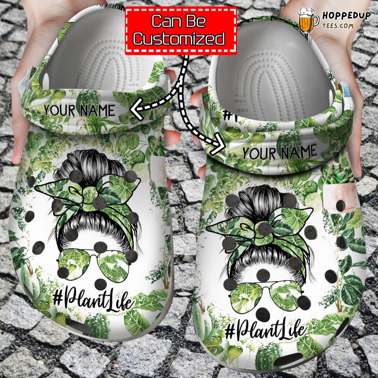 Plant Personalized Mom Messy Bun Crazy Lady Themed Comfortable Clogs