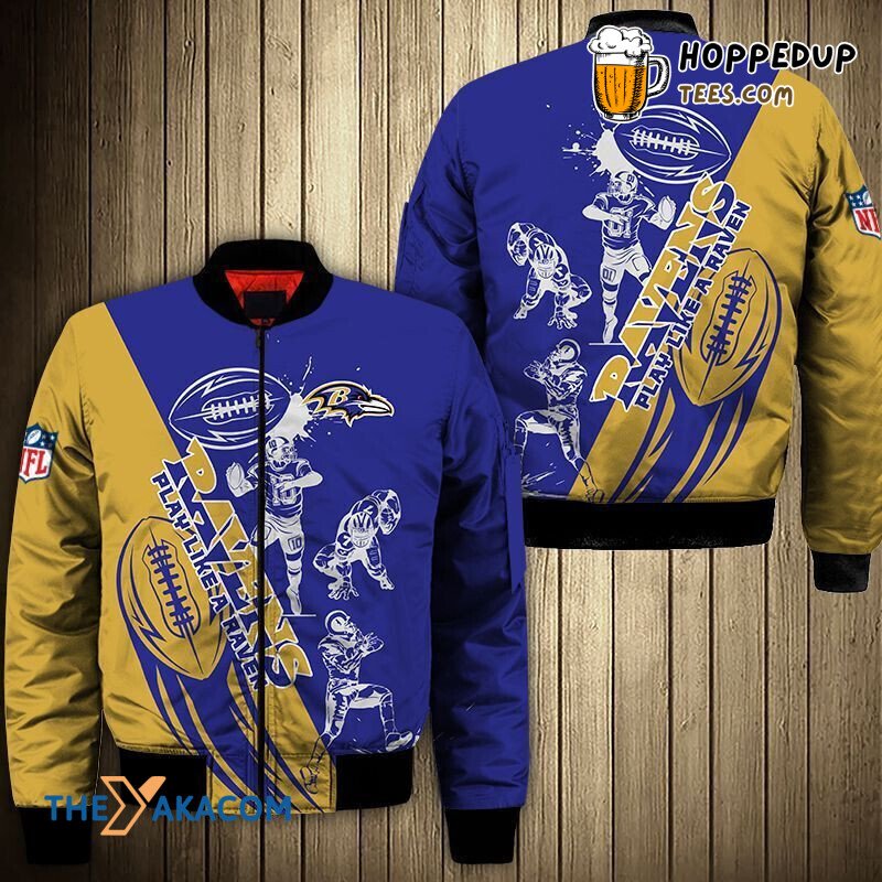 Play Like Raven Baltimore Football Bomber Jacket Christmas Ravens Gift