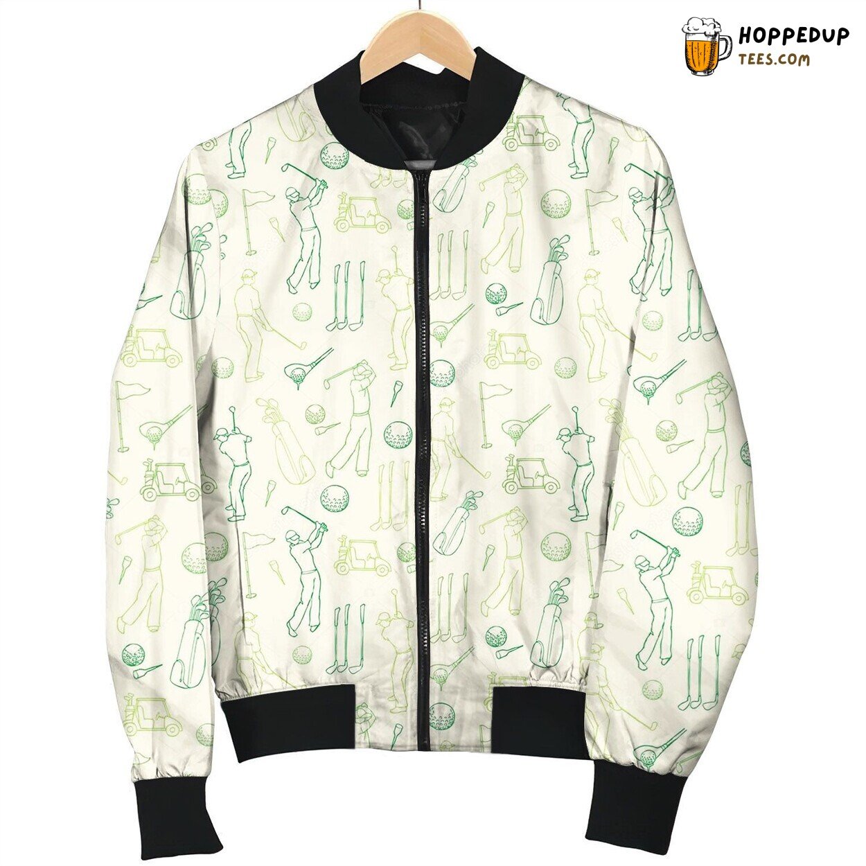 Player Playing Golf By Green Line Bomber Jacket