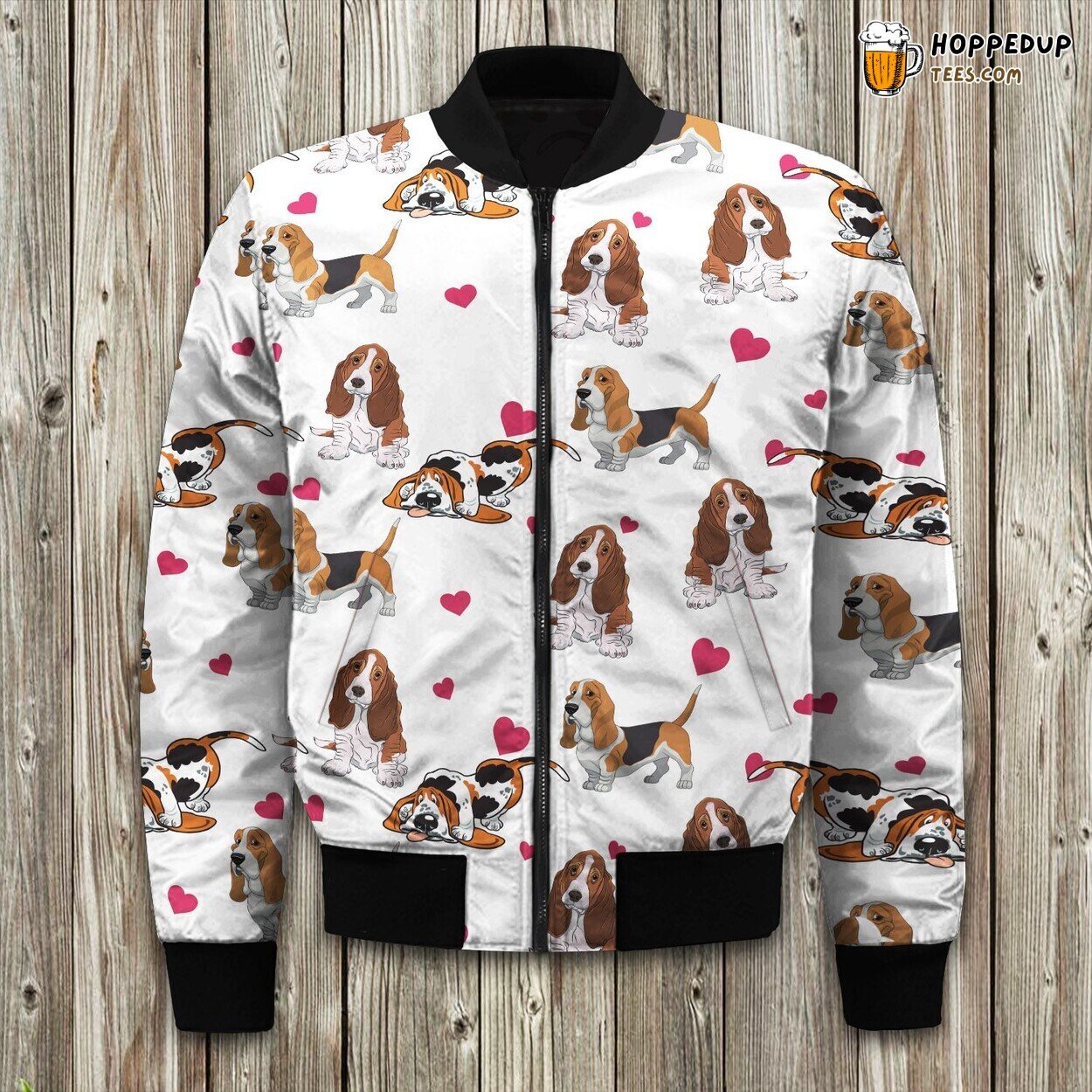 Playful Basset Hound Design Winter Bomber Jacket Dog Enthusiast’s Choice
