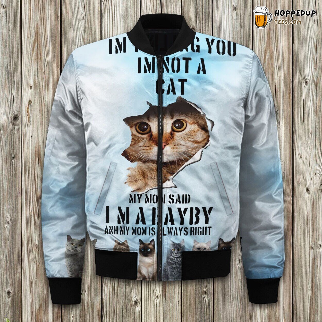 Playful Cat Inspired Winter Bomber Jacket Feline Lover’s Choice