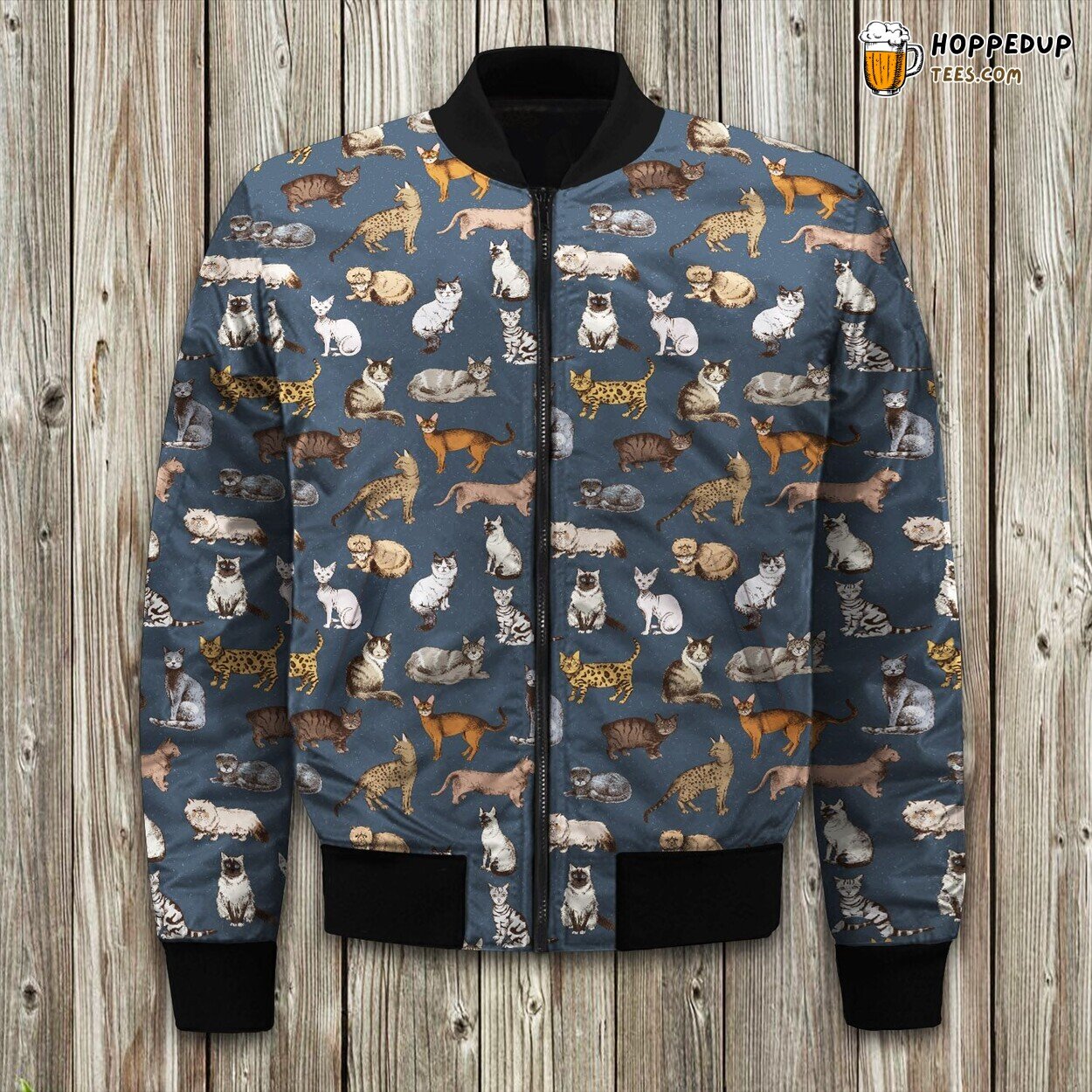 Playful Cat Print Second Edition Winter Bomber Jacket Feline Warmth