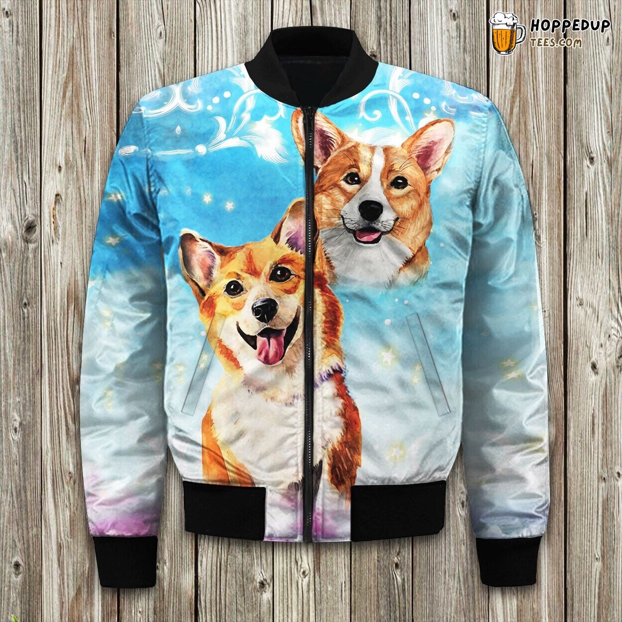 Playful Corgi Art Winter Bomber Jacket Superior Padded Warmth Quality Ensured