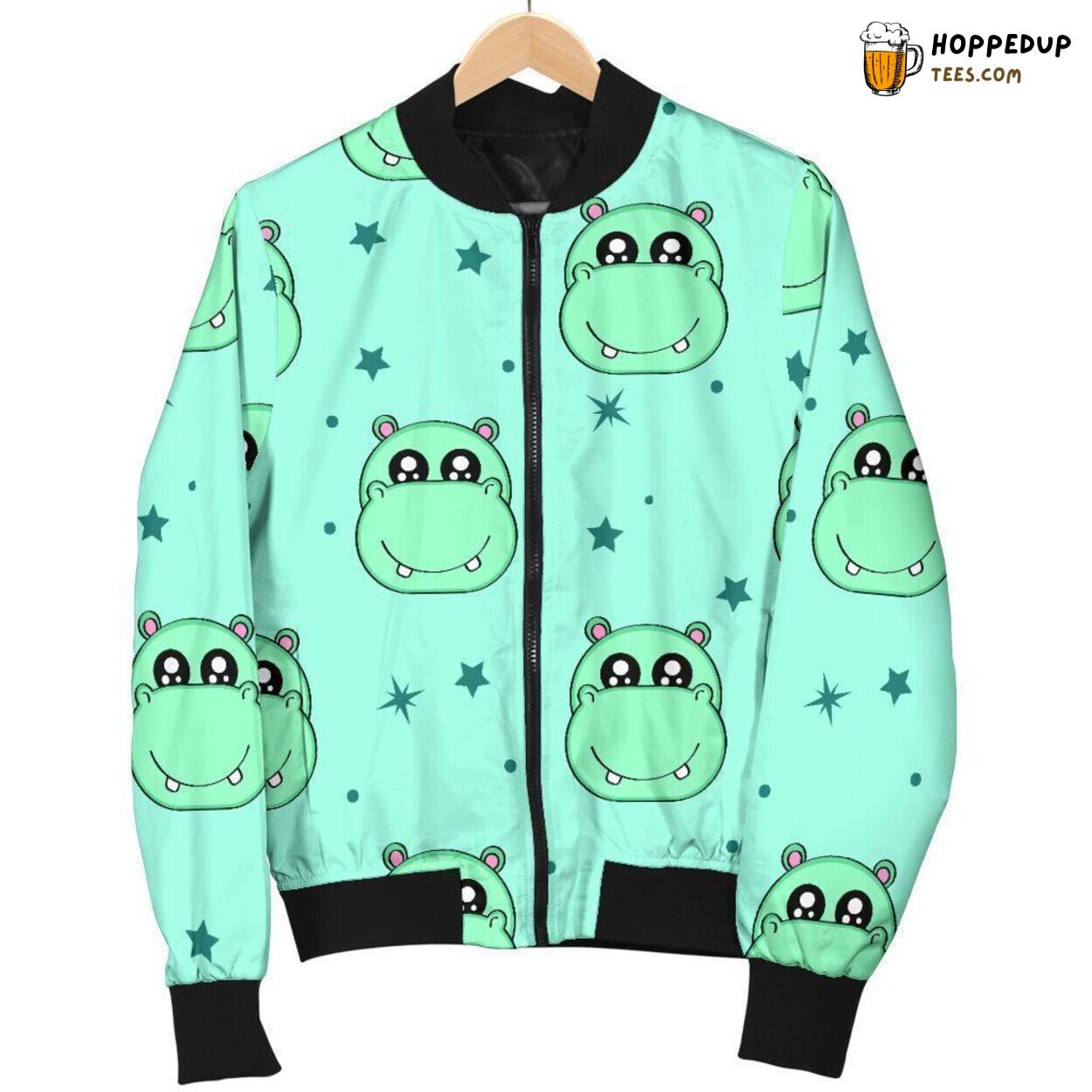 Playful Hippo Delight Men’s Bomber Jacket Unique Pattern Design Essence