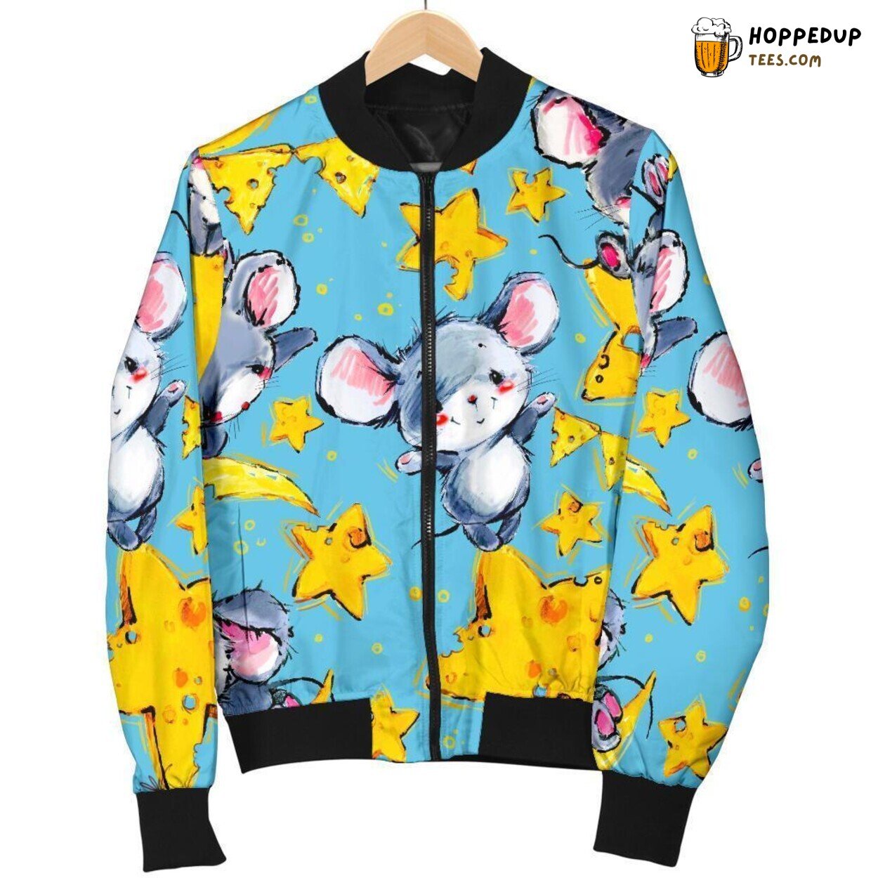 Playful Mouse Cheese Chase Men’s Bomber Jacket Unique Pattern Design Art Playful Mouse Cheese Chase Men’s Bomber Jacket Unique Pattern Design Art