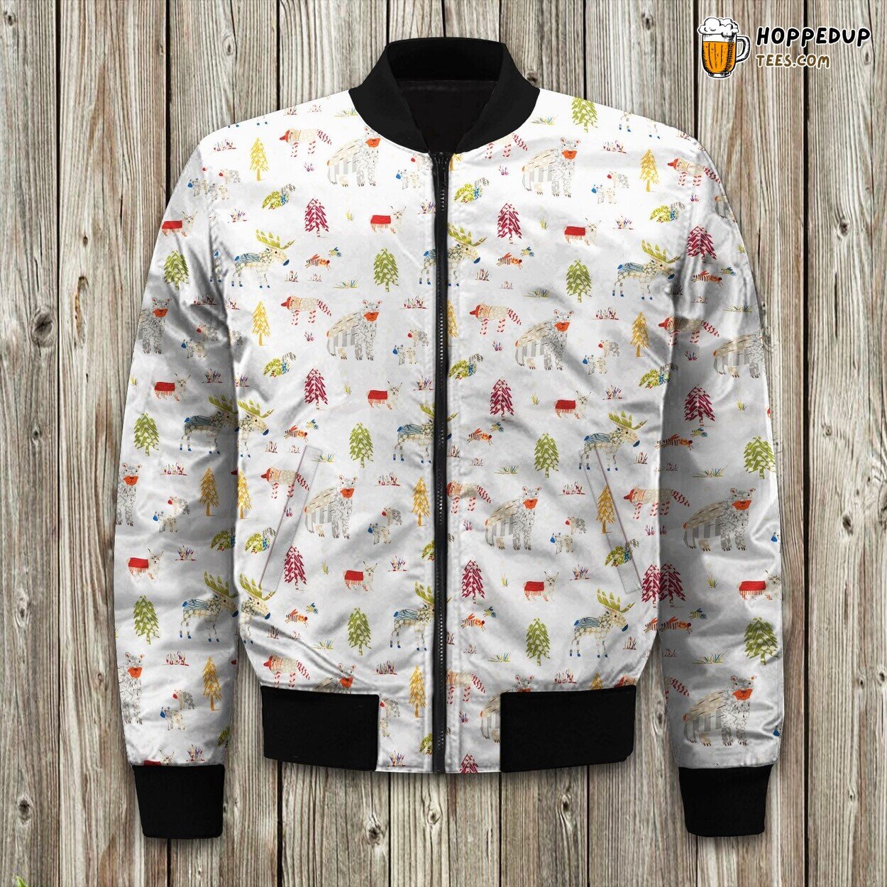 Playful Whimsical Patterns Winter Bomber Jacket Fantasy Fashion