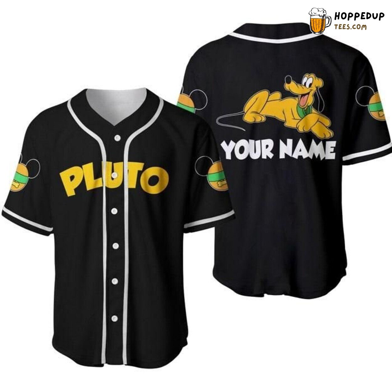 Pluto Dog Yellow Casual Disney Chilling Graphic Baseball Jersey