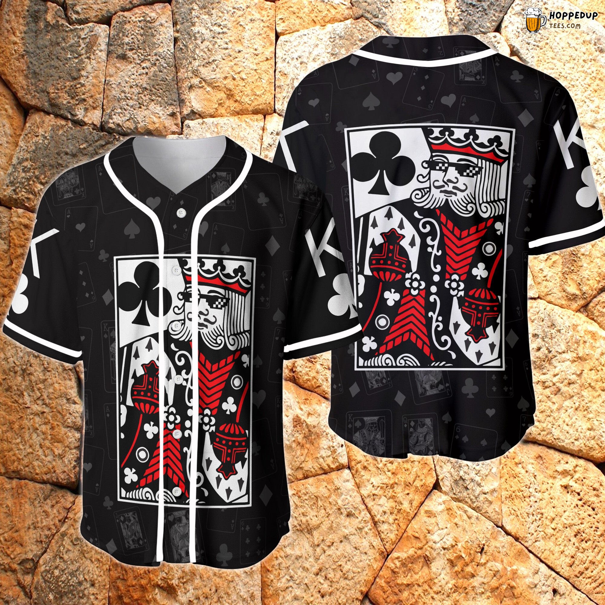 Poker Casino King Card Themed Baseball Jersey Unique Design Edition Look